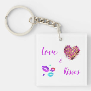Porte-clés Lèvres Colorées Avec Amour & Baisers