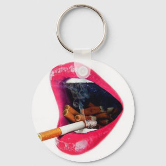 Porte-clés Lèvres roses avec une cigarette