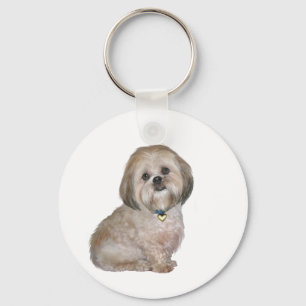 Porte-clés Lhasa Apso (A) - doré / crème
