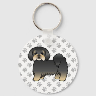 Porte-clés Lhasa Apso noir et feu Chien de dessin animé migno