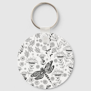 Porte-clés libellule et fleurs