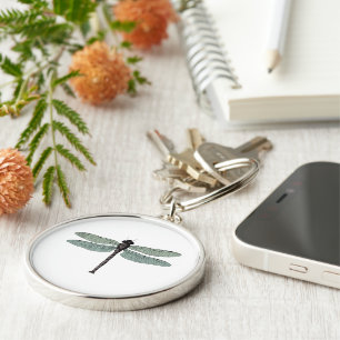 Porte-clés libellule vintage typographique antique