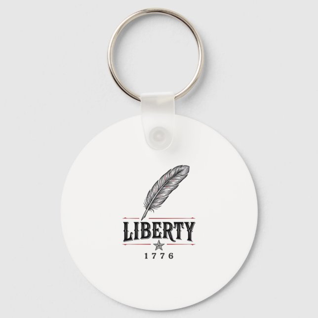 Porte-clés Liberté 1776 Dessin vectoriel de plume patriotique (Recto)