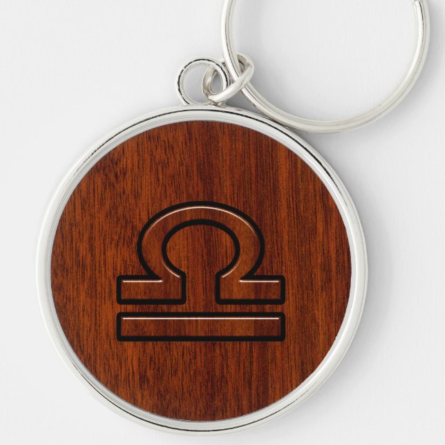 Porte-clés Libra Zodiac Sign on Mahogany Brown Style (Devant)
