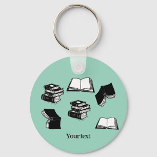 Porte-clés Librairie bibliophile turquoise Motif de livre