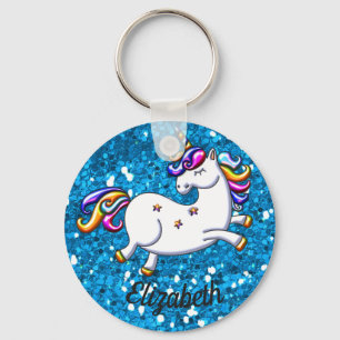Porte-clés Licorne bleue de parties scintillantes