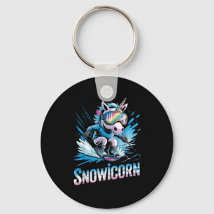 Porte-clés licorne de ski skieur de sport d'hiver drôle de sk