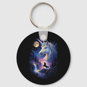 Porte-clés Licorne hurlant à la Lune Vintage 90s Licorne