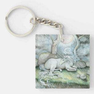 Porte-clés Lieu de Paix Art Aquarelle Licorne Fantaisie