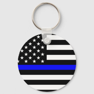 Porte-clés Ligne Bleue Mince - Officier de Police - Drapeau A