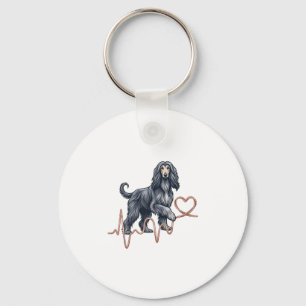 Porte-clés Ligne de battement de coeur de chien Afghan Hound