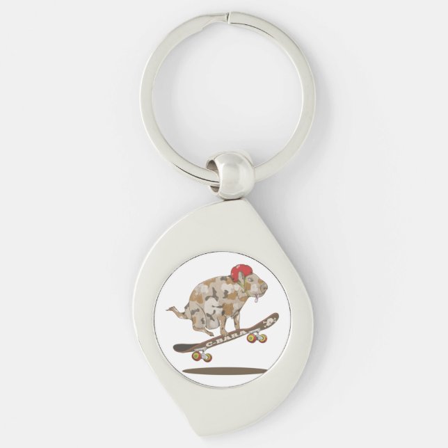 Porte-clés Ligne du skateboard de Capybara (Devant)