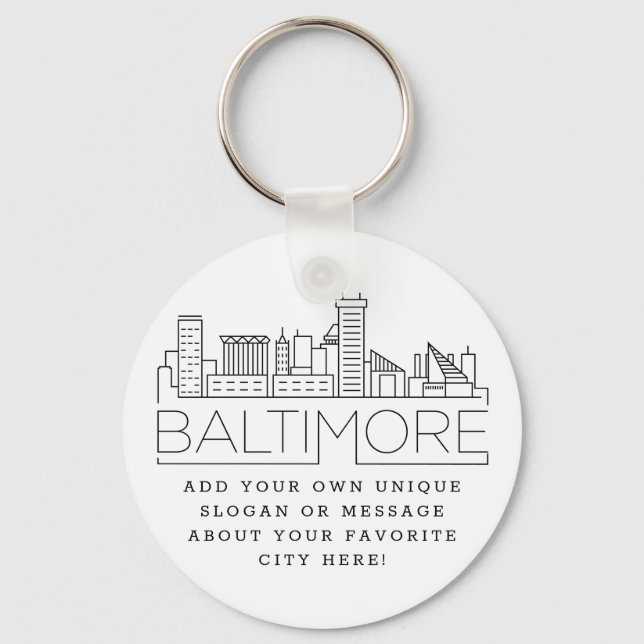 Porte-clés Ligne Skyline Stylisée Baltimore | Slogan personna (Recto)