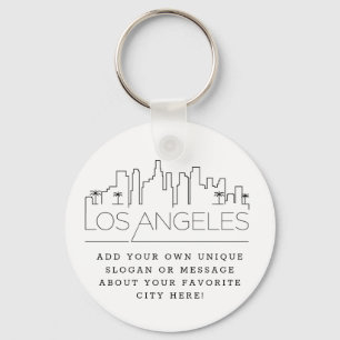 Porte-clés Ligne Skyline stylisée de Los Angeles Slogan per