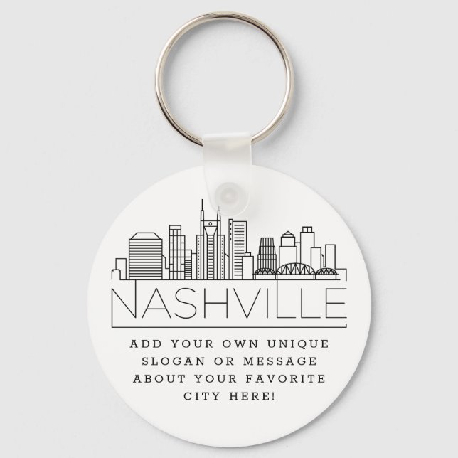 Porte-clés Ligne Skyline Stylisée De Nashville | Slogan perso (Recto)