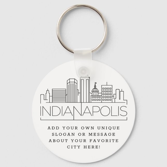 Porte-clés Ligne Skyline stylisée d'Indianapolis | Slogan per (Recto)