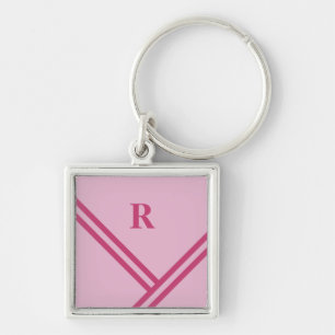 Porte-clés Lilac Pink Stripes Trending Colors Monogramme
