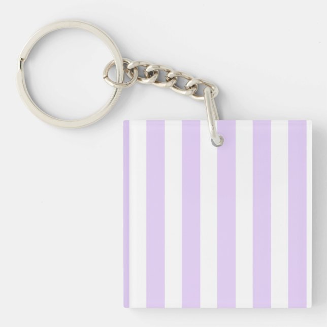Porte-clés Lilac violet et blanc bonbons rayures (Devant)