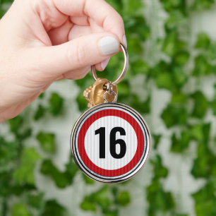 Porte-clés Limite de vitesse 16e anniversaire