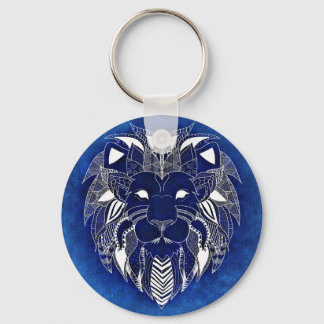 Porte-clés Lion blanc avec Arrière - plan bleu Porte - clé Un