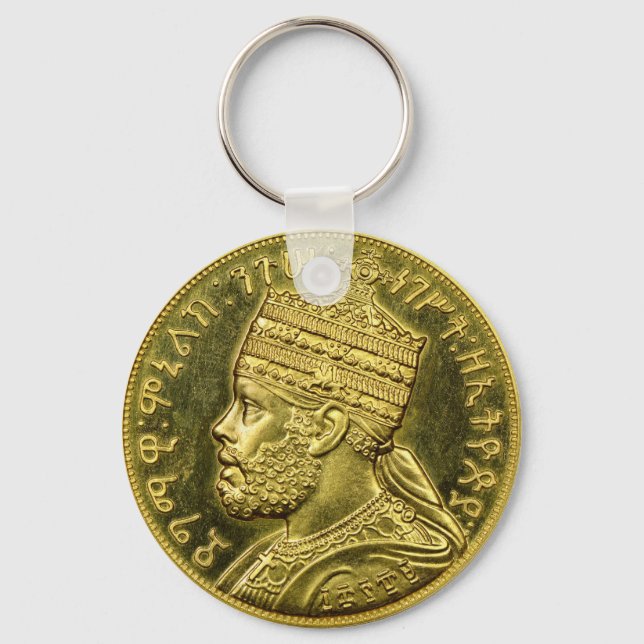 Porte-clés Lion de Judah Jah Armée Menelik II Rasta Racines (Recto)