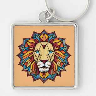 Porte-clés "Lion de Mandala coloré : Design d'art géométrique