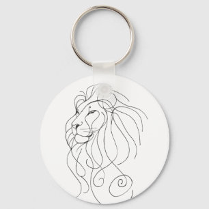 Porte-clés Lion Dessiné à la Main - Art en Ligne Minimaliste