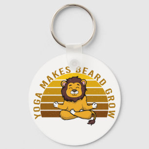 Porte-clés Lion drôle et mignon faisant du yoga. poses de yog
