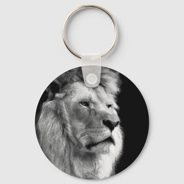 Porte-clés Lion noir blanc (Recto)