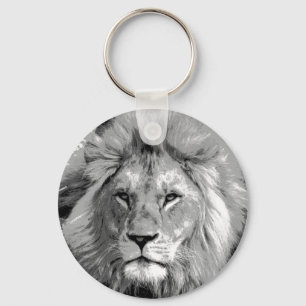 Porte-clés Lion noir blanc