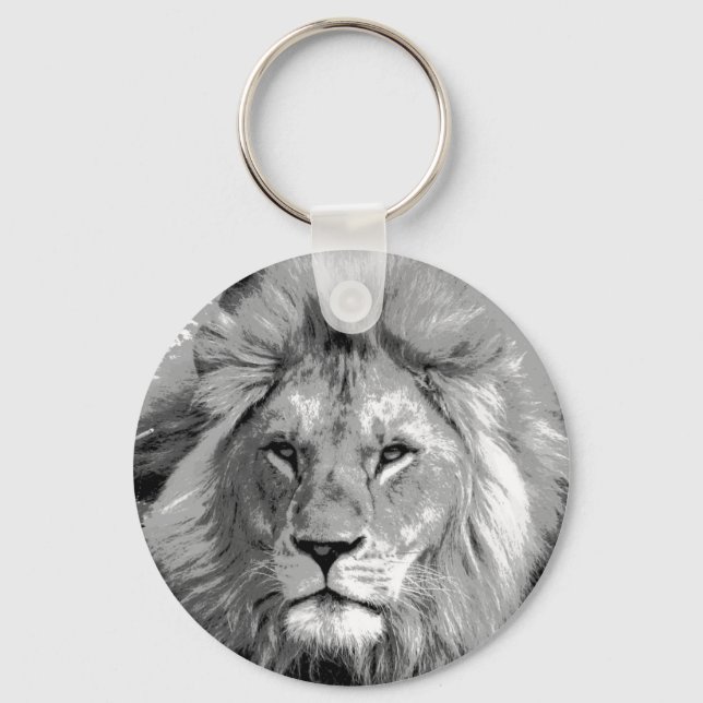 Porte-clés Lion noir blanc (Recto)