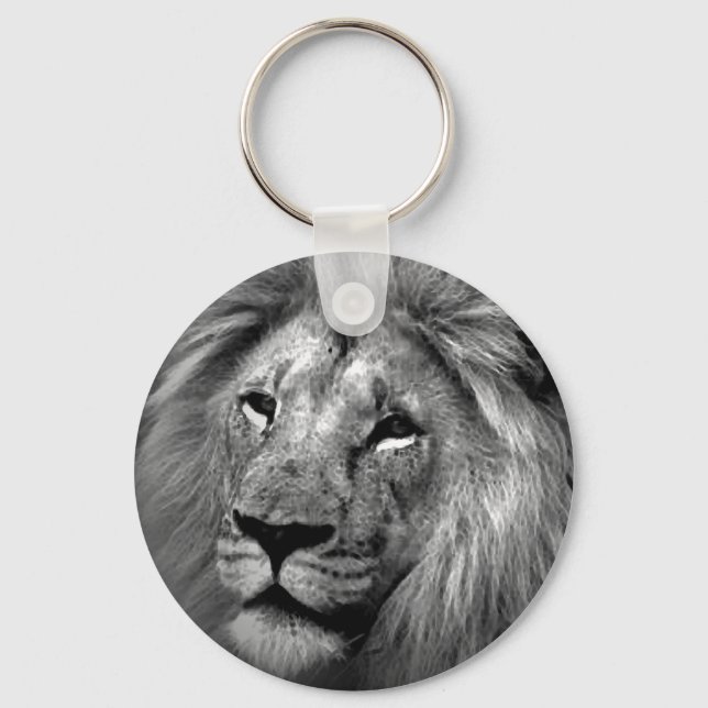 Porte-clés Lion noir et blanc (Recto)