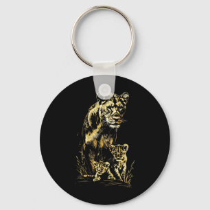 Porte-clés Lioness Cubs Hunter Team Lion Wildlife Sketch