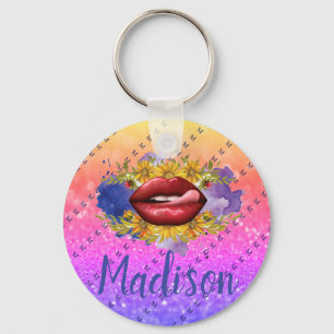 Porte-clés Lips Licking Custom Glitter
