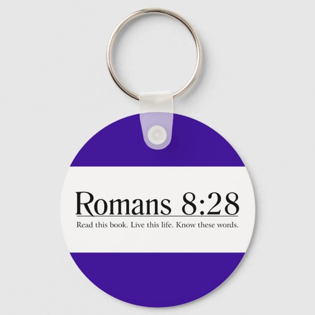 Porte-clés Lire la Bible Romains 8:28 (Recto)