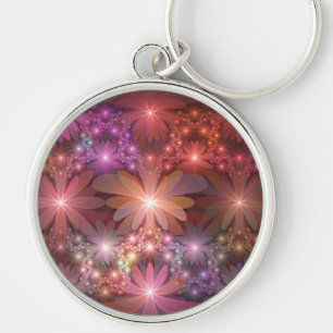 Porte-clés Lit De Fleurs Coloré Brillant Art Fractal Abstrait