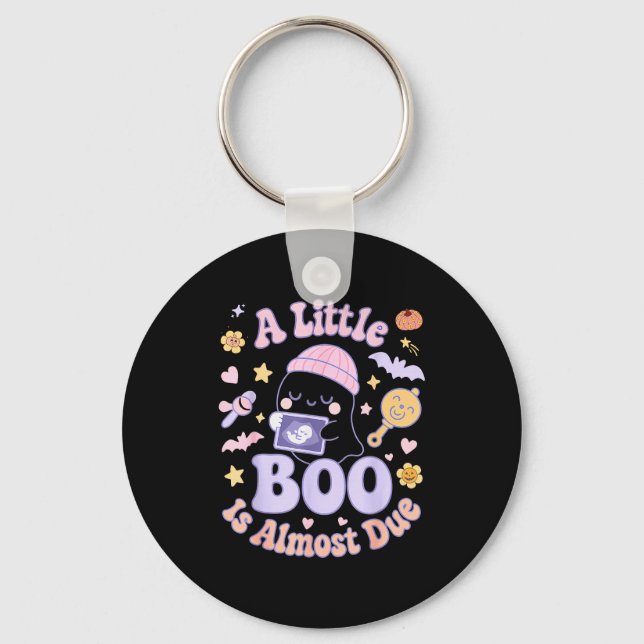 Porte-clés Little Boo Is Almost Due Fun Halloween Cute Pregna (Recto)