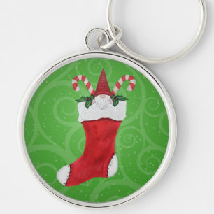 Porte-clés Little Gnome Red Hat White Beard Stocking Green