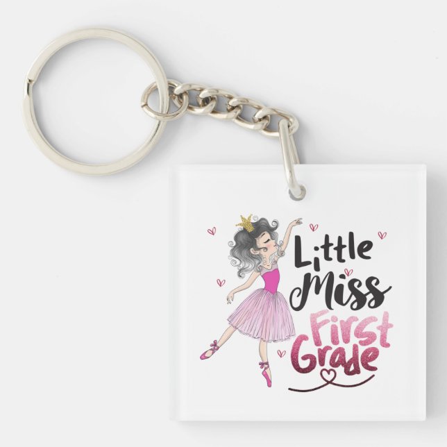 Porte-clés Little Miss First Grade Keychain – Back to School (Devant)