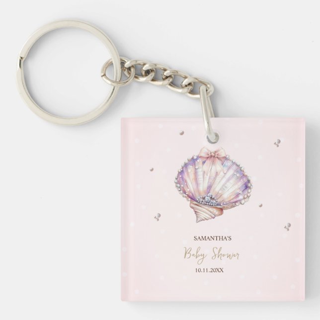 Porte-clés Little Pearl Seashells Diamonds Dots Baby Shower (Devant)