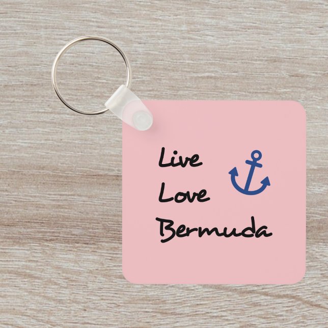 Porte-clés Live Love Bermuda Script Texte avec Ancre (Créateur téléchargé)