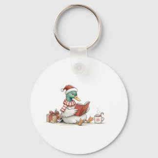 Porte-clés Livre de lecture de Noël de canard pour une lectur