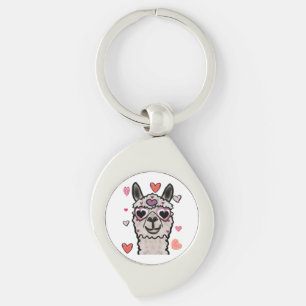 Porte-clés Llama cool avec lunettes de coeur