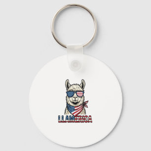 Porte-clés Llamerica Lama Patriotique Design Vector Vintage_1