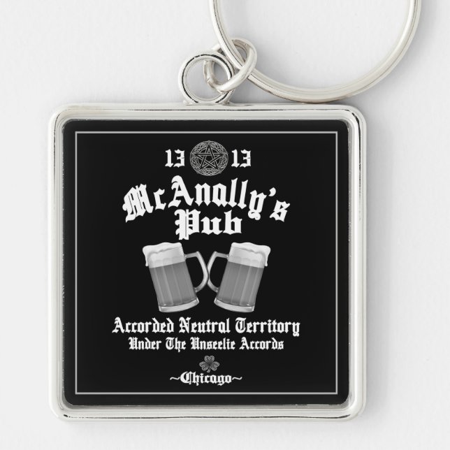 Porte-clés Logo blanc du pub McAnally (Devant)
