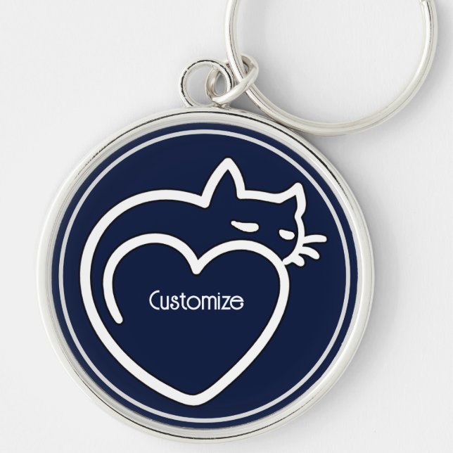 Porte-clés Logo blanc personnalisé d'amour de chats (Devant)