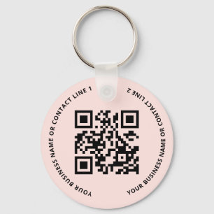Porte-clés Logo de code QR entreprise rose blush