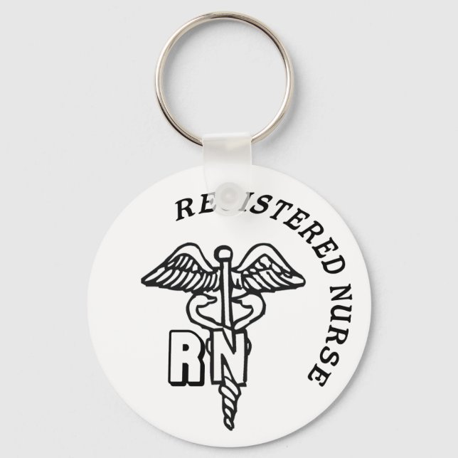 PORTE-CLÉS LOGO DE LA RN CADUCUS INFIRMIÈRE ENREGISTRÉE (Recto)
