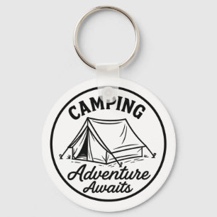 Porte-clés Logo de la tente de camping en cercle noir