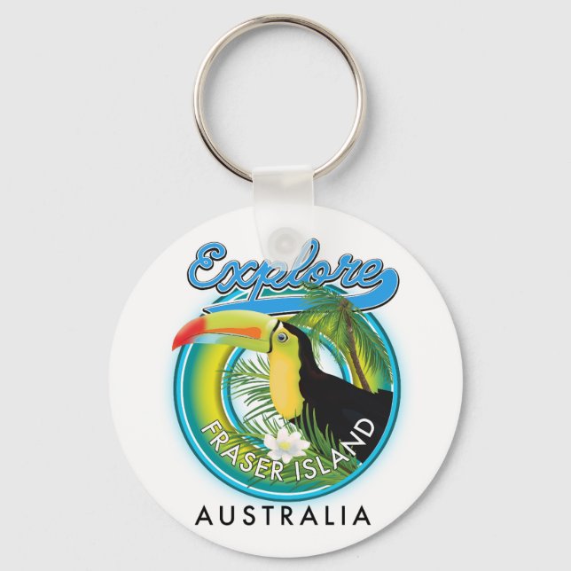 Porte-clés logo de l'exploration de l'île Fraser Australie (Recto)